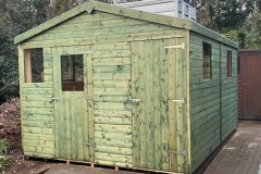 12x10-Log-Lap-Apex-shed-with-2-single-doors-treated-rich-green-